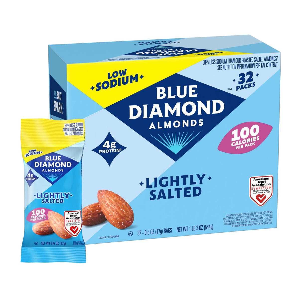 Blue Diamond Low Sodium Almonds, 32 Packs