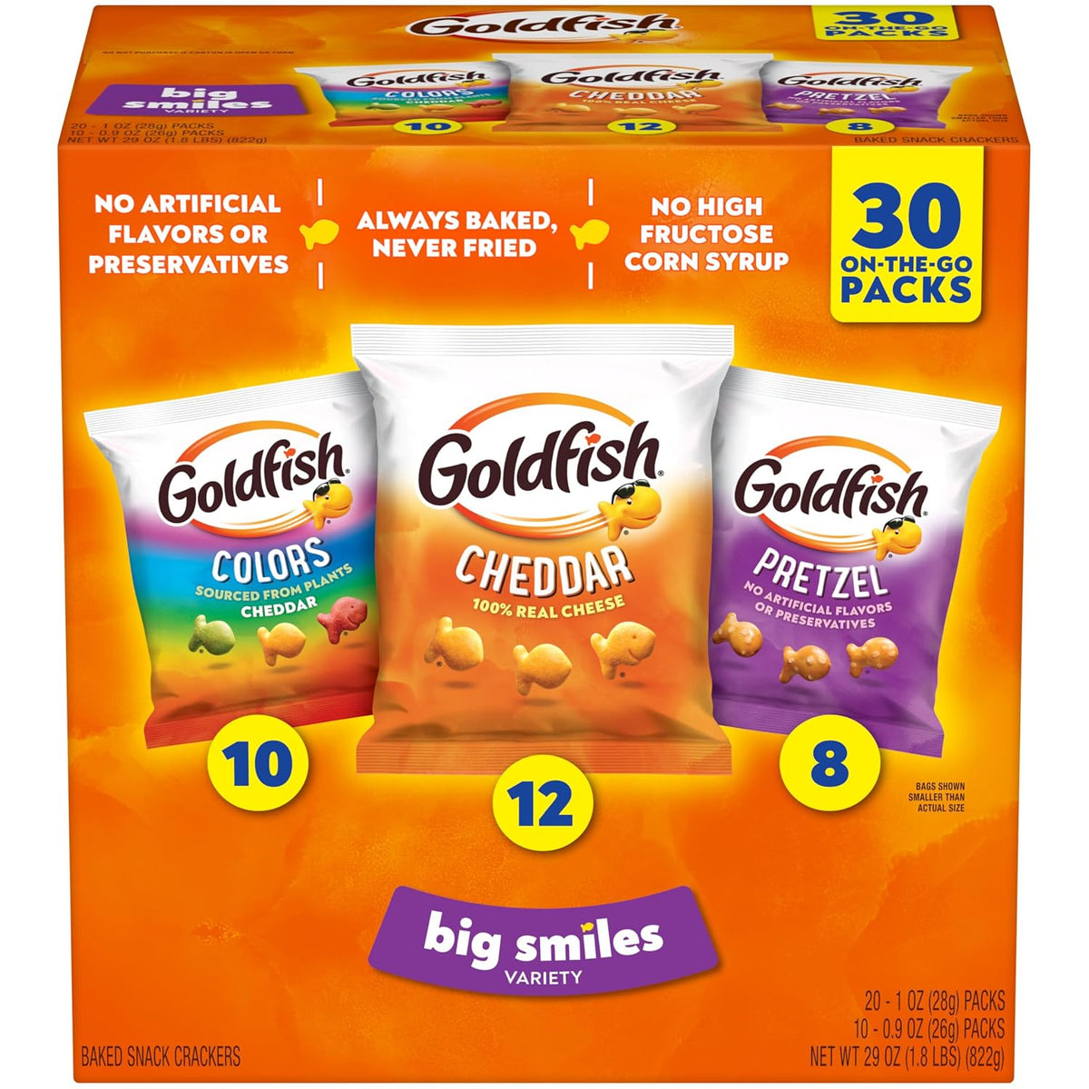 Goldfish Crackers Cheddar, Colors & Pretzels