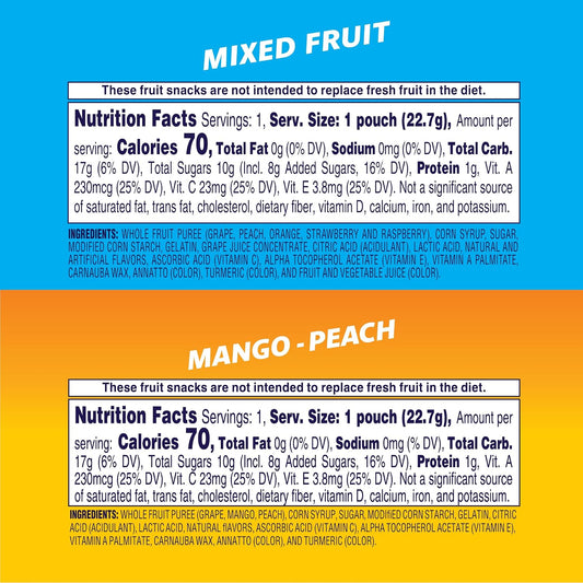 Welch's Mixed Fruit & Mango Peach Snacks, 60 Packs