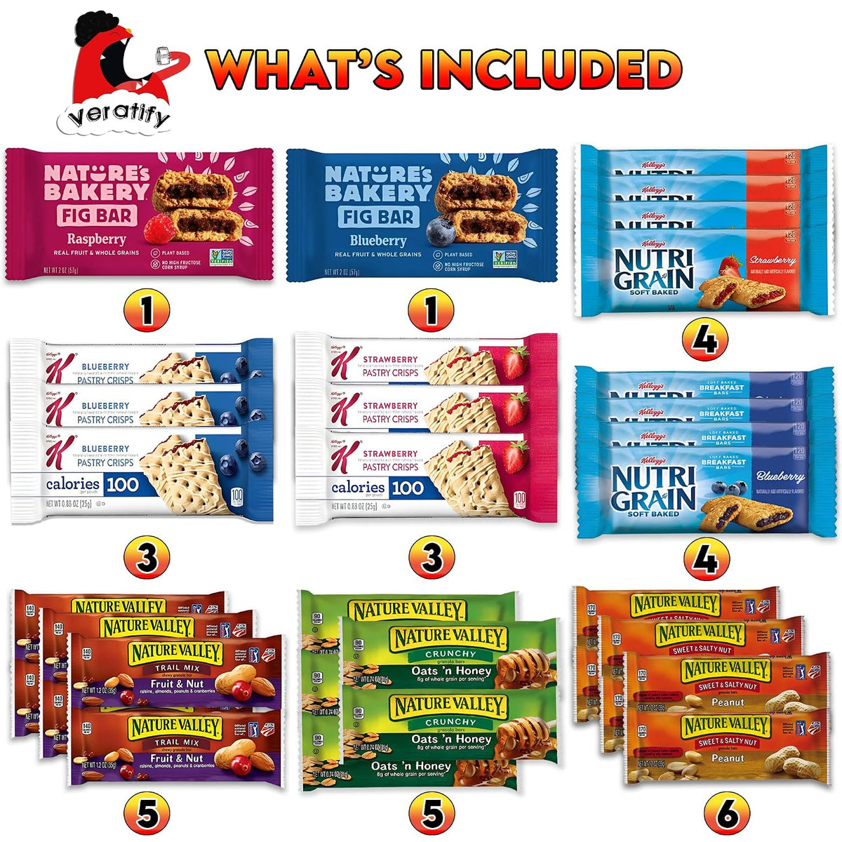 Veratify Snack Variety Gift Basket, 72 Count